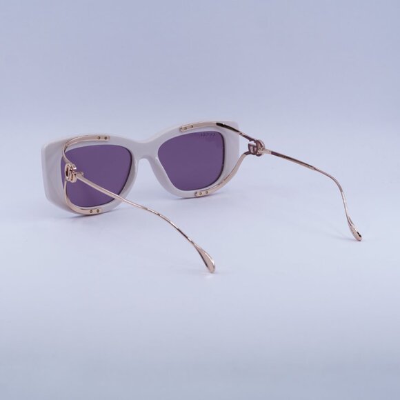 Gucci GG1566S 003 Sunglasses Ivory/Gold Rectangle Frame, Violet Lenses - Picture 11 of 12